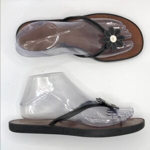 Coach Daisy Flower Leather Flip Flop Thong Sandals